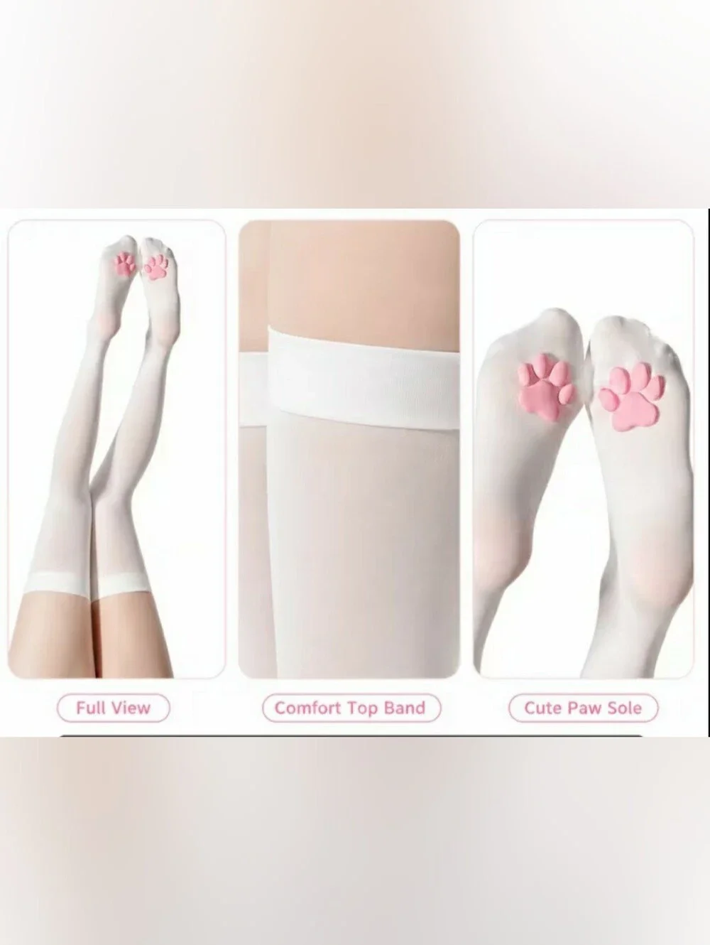 White Pet Paw Print Socks with Pink Paw Accent - Cute Dog-Themed Hosiery